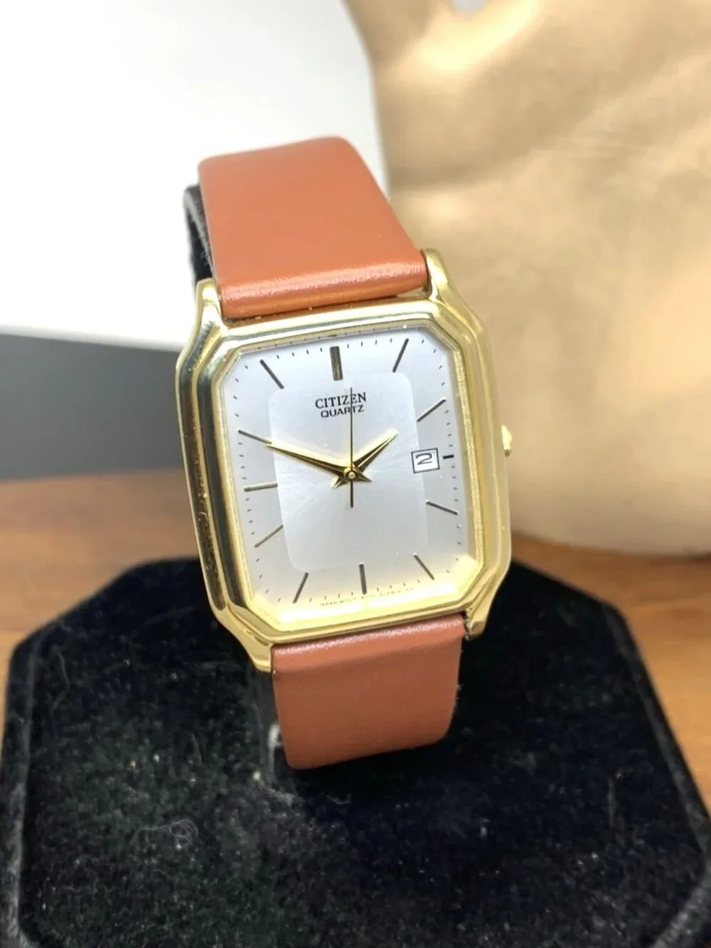 Citizen Men's Watch 6010-S36998 Quartz Silver Dial Brown Leather Strap 28mm